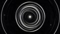 Abstract Space Vortex with Glowing White Swirling Rings and Central Star-like Light in a Starry Dark Universe. Cosmic Energy Flow Royalty Free Stock Photo