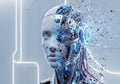 Advanced ai robot head in futuristic setting Royalty Free Stock Photo
