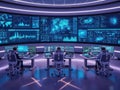 Advanced control center with multiple screens and data displays Royalty Free Stock Photo