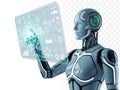 Advanced robot interacting with digital interface Royalty Free Stock Photo
