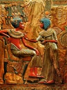 Egypt valley of the kings throne with pharaoh tutankamon and his queen