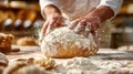 Rustic Bakery Artisan Kneading Dough for Freshly Baked Delights