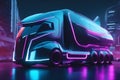 an astonishing futuristic scene of a truck created by Ai
