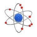 A simplified atomic structure with a nucleus and orbiting electrons Royalty Free Stock Photo