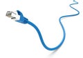 Blue ethernet cable with connector Royalty Free Stock Photo