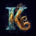 Letter K using typography style of realistic octopus