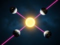 Four planets orbiting a central star Royalty Free Stock Photo