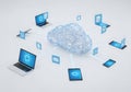 Modern cloud computing network connecting various devices seamlessly together Royalty Free Stock Photo