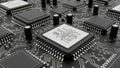 Close-up view of a central processor on a circuit board Royalty Free Stock Photo