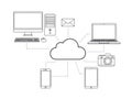 Cloud computing concept with devices isolated on white background Royalty Free Stock Photo