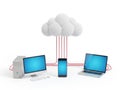 Cloud computing concept with devices isolated on white background Royalty Free Stock Photo