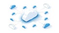 A cloud computing network with multiple interconnected clouds on a white background Royalty Free Stock Photo