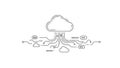 A cloud computing network diagram with interconnected lines and nodes Royalty Free Stock Photo