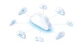 A cloud computing network with devices connected to a central server Royalty Free Stock Photo