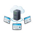 Cloud-based server managing multiple connected devices and a central interface Royalty Free Stock Photo