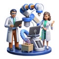 Scientists collaborating with robotic machinery in a laboratory Royalty Free Stock Photo