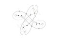 Complex geometric graph with interconnected nodes and elliptical paths Royalty Free Stock Photo