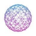 Geometric spherical structure with interconnected nodes and edges isolated on white background Royalty Free Stock Photo
