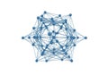 Complex network visualization of interconnected nodes forming a geometric pattern Royalty Free Stock Photo