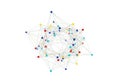 Complex network visualization with interconnected colored nodes and edges Royalty Free Stock Photo