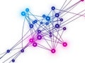 A complex network graph showing interconnected nodes and relationships Royalty Free Stock Photo