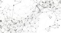 Complex network structure with interconnected nodes and lines on white background representing data connection and technology Royalty Free Stock Photo