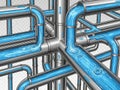 Complex interconnected pipes system Royalty Free Stock Photo