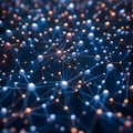 Abstract network of interconnected nodes with glowing spheres and lines Royalty Free Stock Photo