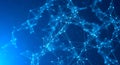 Complex network structure with interconnected nodes and lines in blue background representing technology and innovation Royalty Free Stock Photo