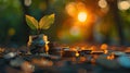 Growing Savings: Investment Concept with Plant and Coins