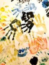 Conceptual texture background of some colorful handprints Royalty Free Stock Photo