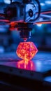A vibrant 3D printer in action showcasing a dazzling geometric shape. The brilliant lights reflect creativity and Royalty Free Stock Photo