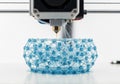 Advanced 3d printing technology creating intricate blue lattice structure Royalty Free Stock Photo