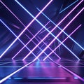 Intersecting neon lights in dark room Royalty Free Stock Photo