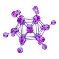 A complex molecular structure with interconnected purple spheres and lines Royalty Free Stock Photo