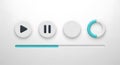 A digital media player interface with play, pause, and loading controls on a white background Royalty Free Stock Photo