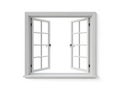 Open double window with white frames Royalty Free Stock Photo