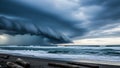 Dramatic storm clouds over ocean beach, isolated on transparent background Royalty Free Stock Photo