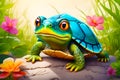 chill turtle-toad sweet cute-magical tiny turtle generated by ai