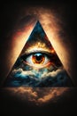 Eye of Providence Pyramid Illuminati with Cosmic Space Abstract Background