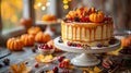 Fall-Inspired Cake on Party Table: A Festive Autumn Celebration