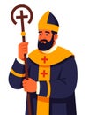 Catholic Bishop Priest Clergyman Religious Figure Pastor Flat Character Royalty Free Stock Photo