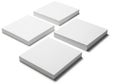 Four white rectangular blocks arranged in a square formation on a white background Royalty Free Stock Photo
