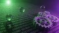 Abstract digital gears and binary code, representing technology and data Royalty Free Stock Photo