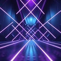 Intersecting neon lights in corridor Royalty Free Stock Photo