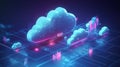 Futuristic Neon Cloud Storage Concept with Data Visualization Royalty Free Stock Photo