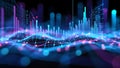 A futuristic digital graph with vibrant blue and pink lights on a dark background Royalty Free Stock Photo