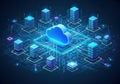 Advanced cloud network with interconnected data centers and servers Royalty Free Stock Photo