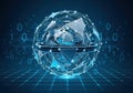 Global network integration with digital data streams and interconnected technology Royalty Free Stock Photo