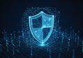Digital shield representing cybersecurity and data protection in a networked environment Royalty Free Stock Photo